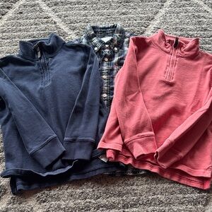 Crewcuts Navy and Red shirt Bundle with Navy and Green Plaid Shirt